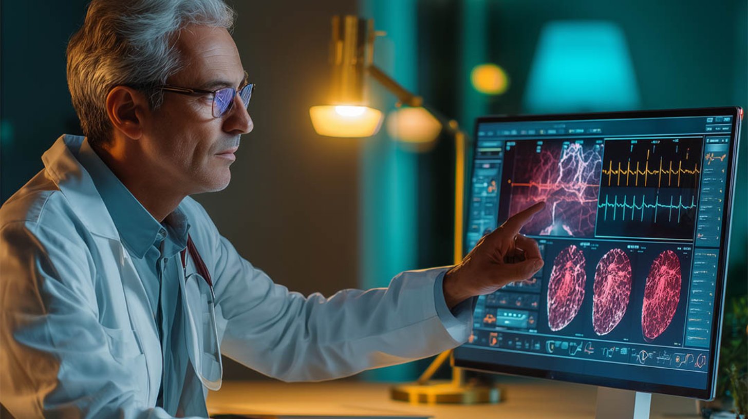 Medico che legge i risultati della diagnostica avanzata al Medical Center Sorengo